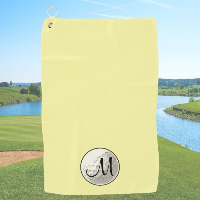 Yellow custom monogram golf towel simple initial (Creator Uploaded)