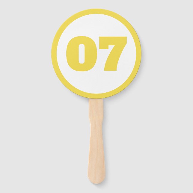 yellow custom number hand fan (Front)