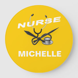 YELLOW Custom Nurse Name Large Clock