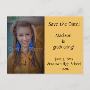Yellow Custom Photo Graduation Save the Date Card