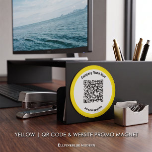 Yellow Custom QR Code & Website Promo Magnet