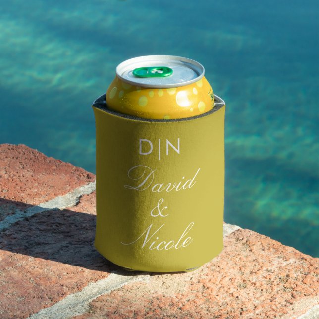 Yellow Custom Text Can Cooler Personalized Sleeve (In Situ Pool)