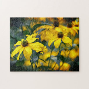 Yellow Cut Leaf Coneflower Floral Photograph Jigsaw Puzzle