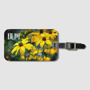 Yellow Cut Leaf Coneflower Monogram Luggage Tag