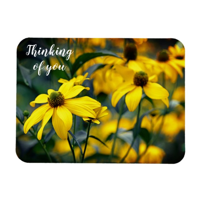 Yellow Cut Leaf Coneflower Thinking of you Magnet (Horizontal)