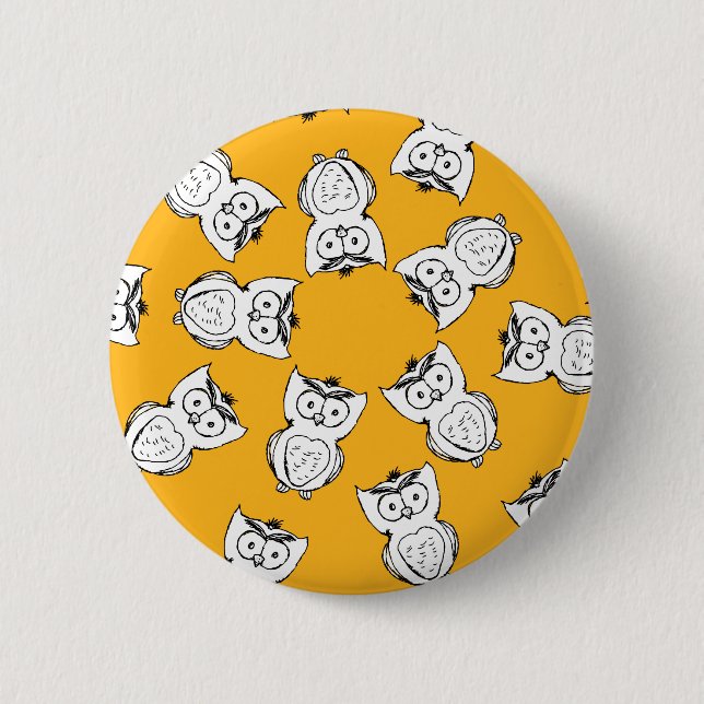 Yellow Cute Animal Pattern Cartoon Owl Pattern 6 Cm Round Badge (Front)