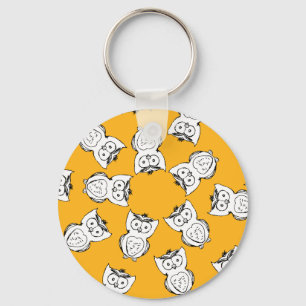 Yellow Cute Animal Pattern Cartoon Owl Pattern Key Ring