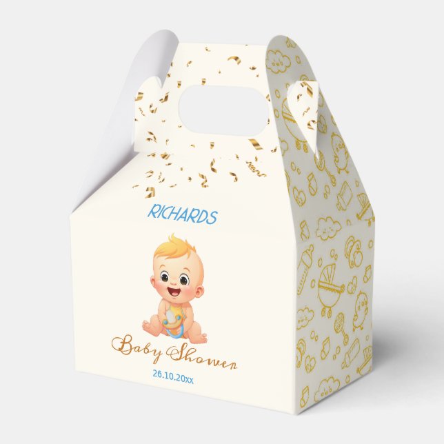  Yellow Cute Baby Shower Favour Boxes (Front Side)