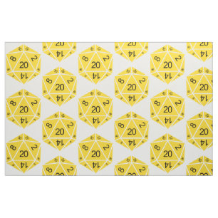Yellow D20 Dice Fabric