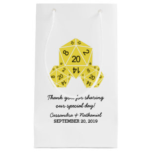 Yellow D20 Dice Wedding Gift Bag