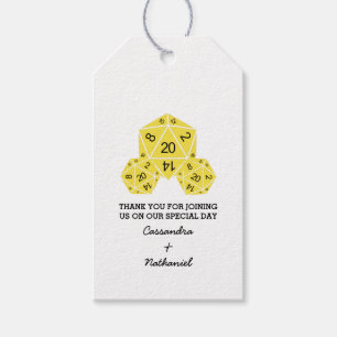 Yellow D20 Dice Wedding Gift Tags
