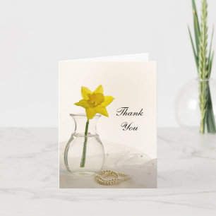 Yellow Daffodil and Pearls Wedding Thank You Card
