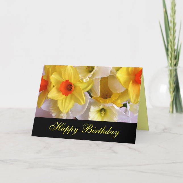 Yellow Daffodil Birthday Card (Front)