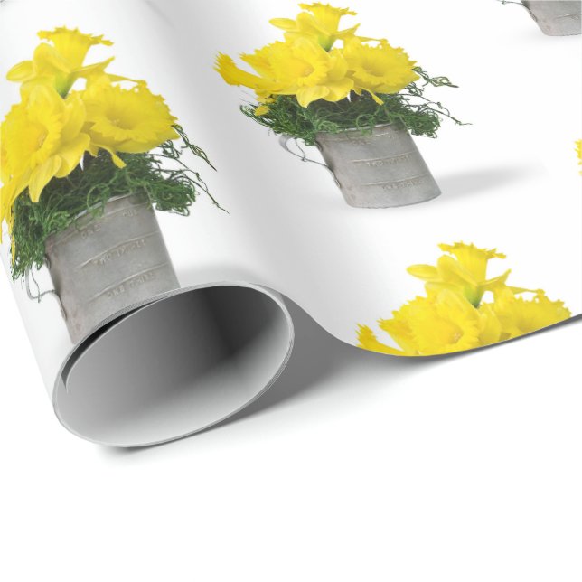 Yellow Daffodil Bouquet in Tin Cup Wrapping Paper (Roll Corner)