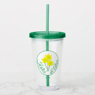 Yellow Daffodil Bunch Floral Spring Wedding Favour Acrylic Tumbler
