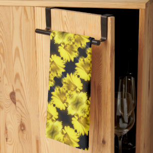 Yellow Daffodil Centre Abstract Floral  Tea Towel