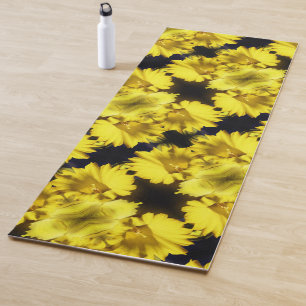 Yellow Daffodil Centre Abstract Floral Yoga Mat