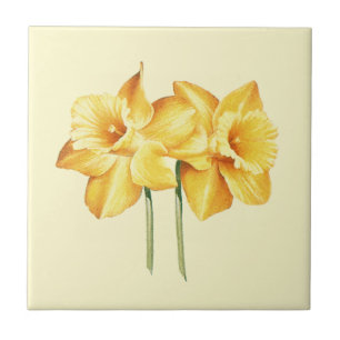 Yellow Daffodil Ceramic Tile