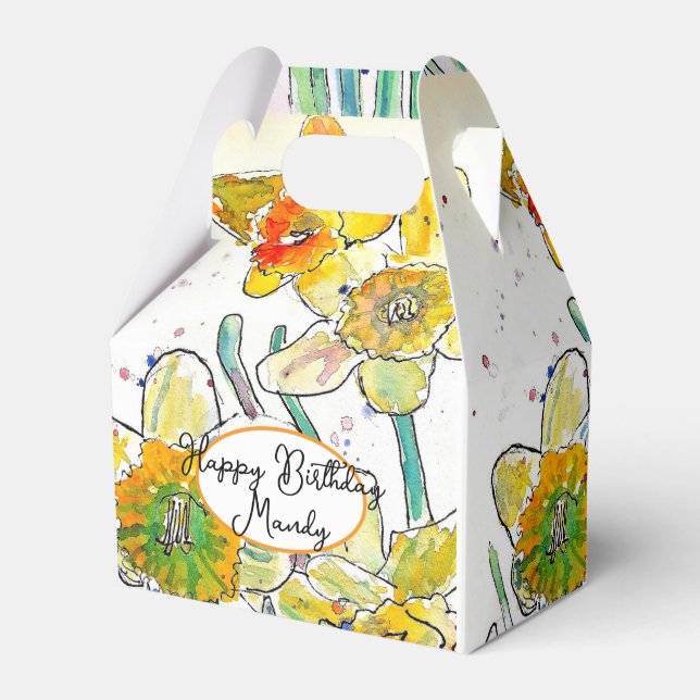 Yellow Daffodil Daffodils flower Birthday Womens Favour Box (Front Side)