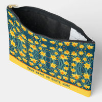 Yellow Daffodil Floral Custom Name Accessory Bag