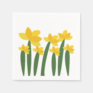 Yellow Daffodil Floral Flower Party Napkin