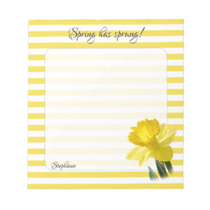 Yellow Daffodil Floral Photography Stripes Notepad