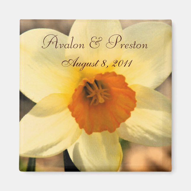Yellow Daffodil Floral Save The Date Magnet (Front)