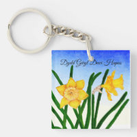 Yellow Daffodil Floral Watercolor Painting Key Rin