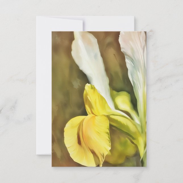 Yellow Daffodil Flower Art Flat Note Card (Front)