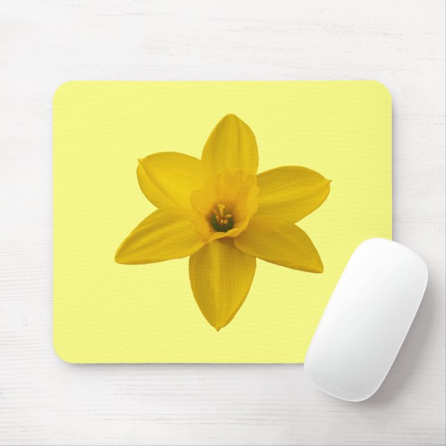 Yellow Daffodil Flower Printed on Mouse Pad (With Mouse)