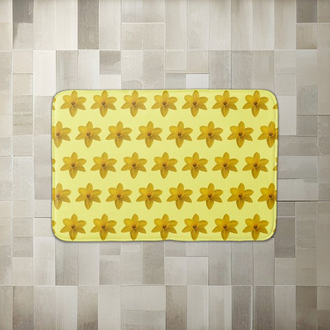 Yellow Daffodil Flower Seamless Pattern on Bath Mat (Yellow Daffodil flower seamless pattern on bath mat)