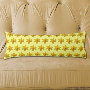 Yellow Daffodil Flower Seamless Pattern on Body Cushion