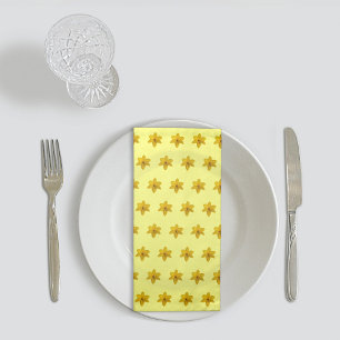 Yellow Daffodil Flower Seamless Pattern on Napkin