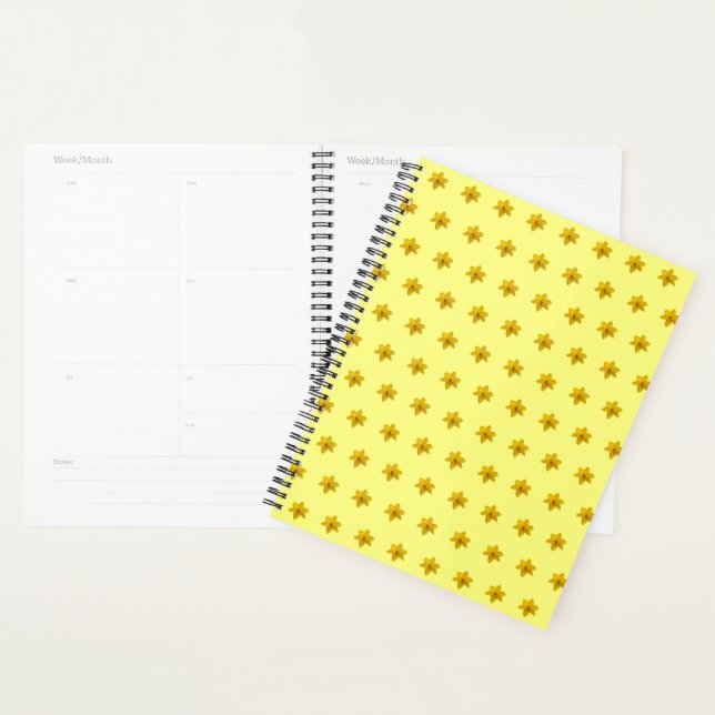 Yellow Daffodil Flower Seamless Pattern on Planner (Display)