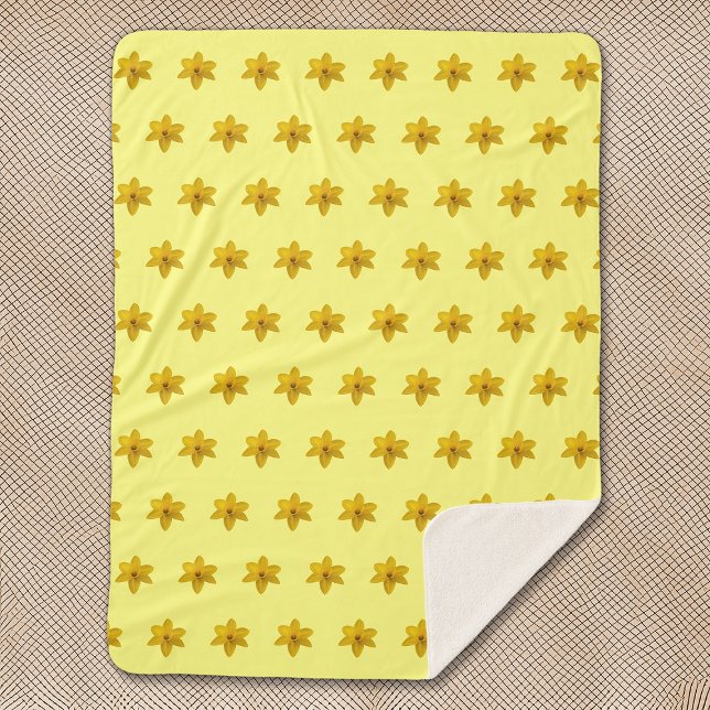 Yellow Daffodil Flower Seamless Pattern on Sherpa Blanket (Yellow Daffodil flower seamless on sherpa blanket. Floral design blanket for lovers of flowers.)