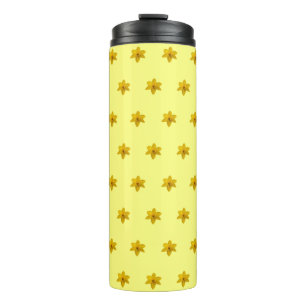 Yellow Daffodil Flower Seamless Pattern on Thermal Tumbler