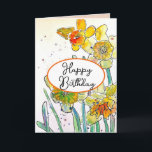 Yellow Daffodil flower Watercolor Birthday Card<br><div class="desc">Purple Iris irises flowers Watercolor Painting Art Wrapping Paper. Designed by me from one of my original watercolor paintings. A stylish gift sure to put a smile on anyone's face.</div>
