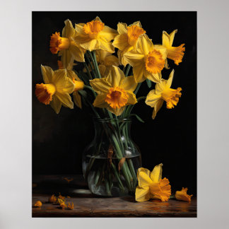Yellow Daffodil Flowers Art Print Poster