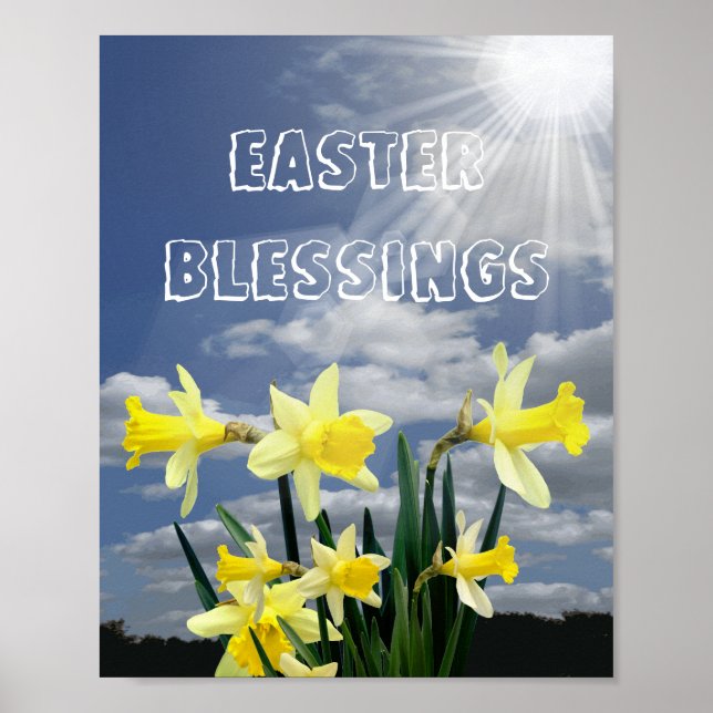 Yellow Daffodil Flowers Easter Poster Print (Front)