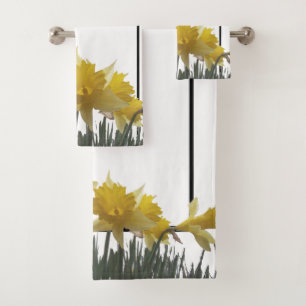 Yellow Daffodil Flowers Garden Bath Towel Set