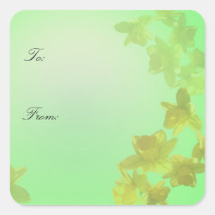 Yellow daffodil flowers holiday gift wrap stickers