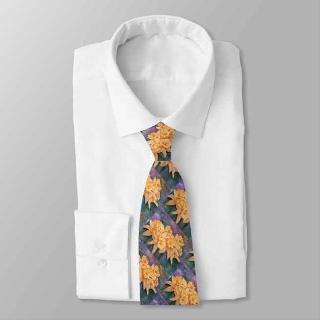 Yellow Daffodil Flowers in Watercolor Tie (Tied)