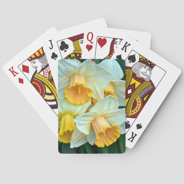 Yellow daffodil flowers playing cards (Back)