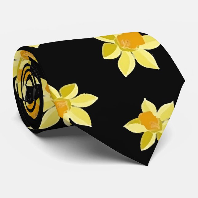 Yellow daffodil flowers seamless floral pattern  tie (Rolled)