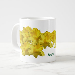 Yellow Daffodil Flowers Your Name Personalised Large Coffee Mug