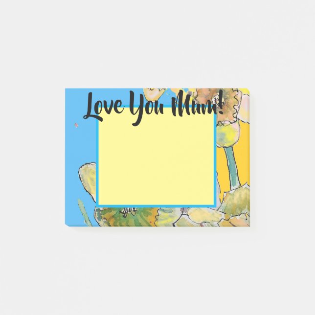 Yellow Daffodil Love You Mum Post It Notes (Front)