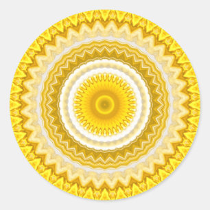 Yellow Daffodil Mandala Pattern Classic Round Sticker