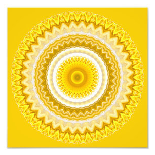 Yellow Daffodil Mandala Pattern Photo Print