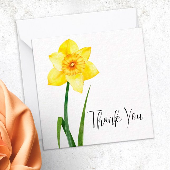 Yellow Daffodil Narcissus Illustrated Thank You Card (Creator Uploaded)