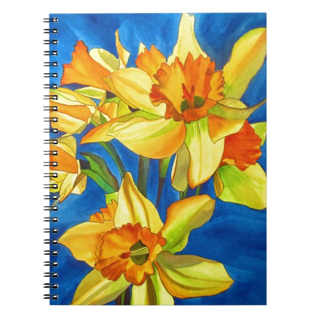 Yellow daffodil narcissus watercolour painting notebook (Front)